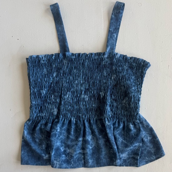 MICHAEL Michael Kors Tops - Michael Kors Blue Tie Dye Tank Peplum Square Neckline Stretch Size Large